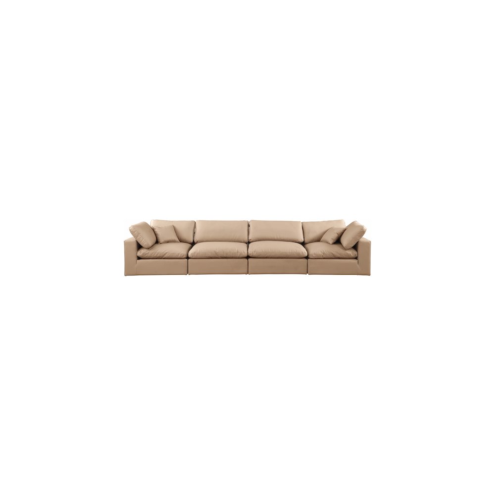 Comfy Tan Vegan Leather Modular Sofa