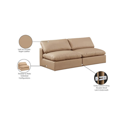 Comfy Tan Vegan Leather Modular Sofa