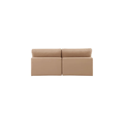 Comfy Tan Vegan Leather Modular Sofa