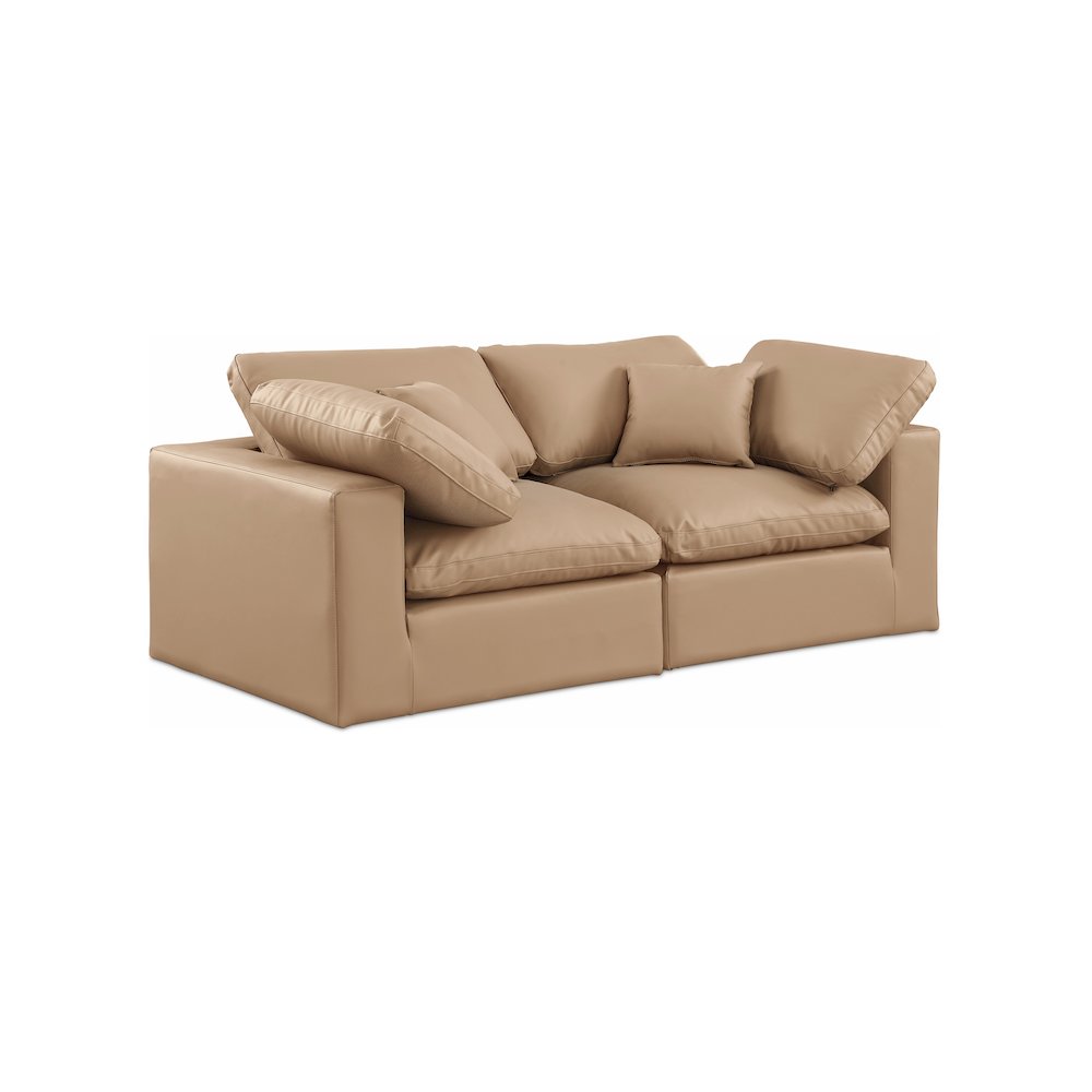 Comfy Tan Vegan Leather Modular Sofa
