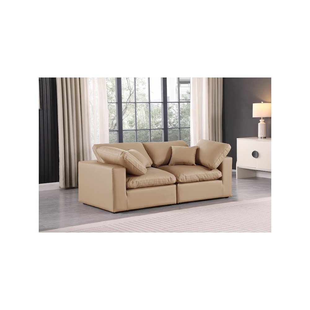 Comfy Tan Vegan Leather Modular Sofa