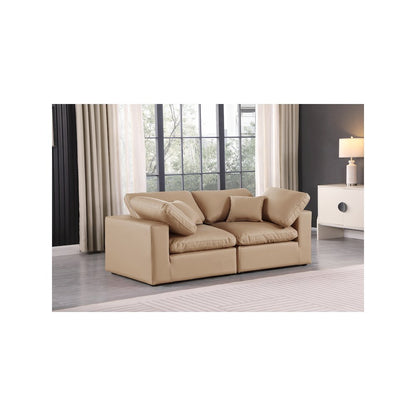 Comfy Tan Vegan Leather Modular Sofa