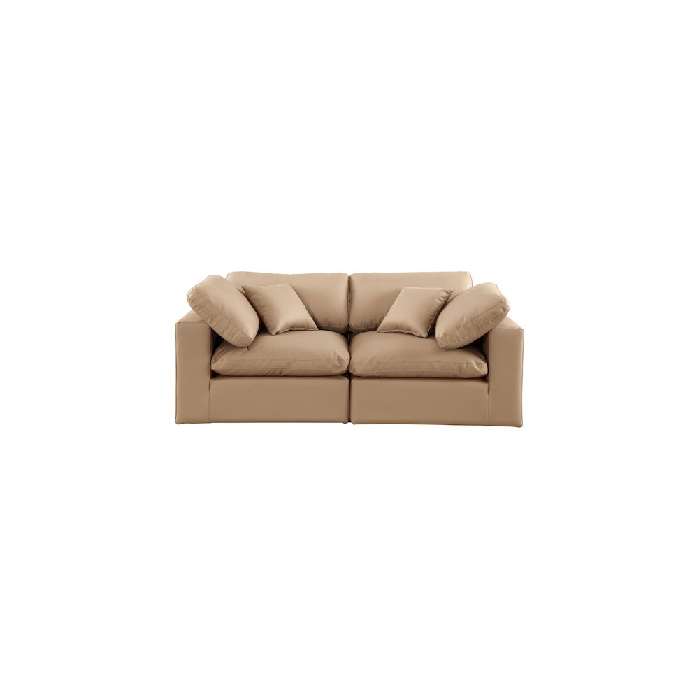 Comfy Tan Vegan Leather Modular Sofa