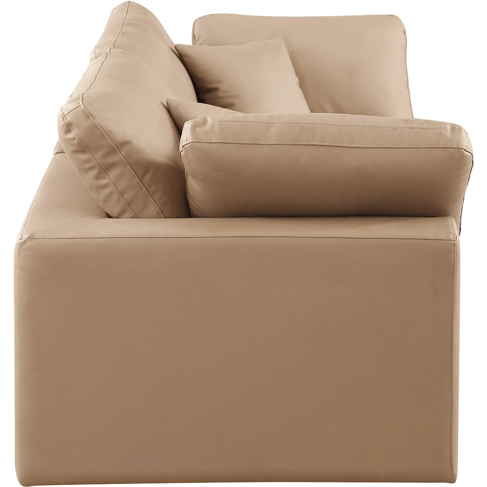 Comfy Tan Vegan Leather Modular Sofa