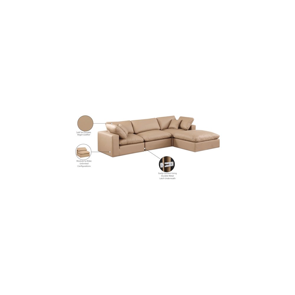 Comfy Tan Vegan Leather Modular Sectional