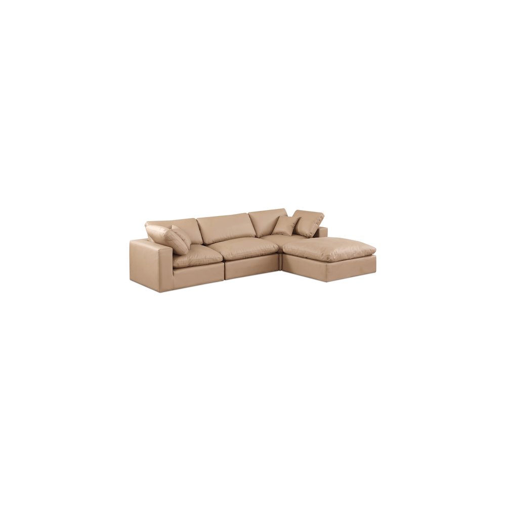 Comfy Tan Vegan Leather Modular Sectional