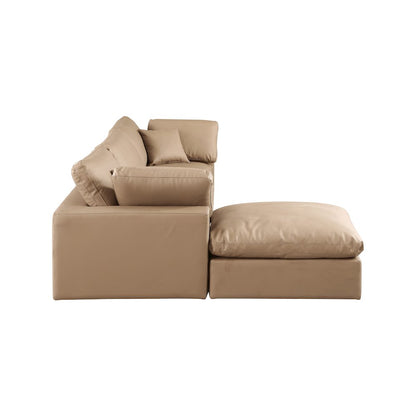 Comfy Tan Vegan Leather Modular Sectional