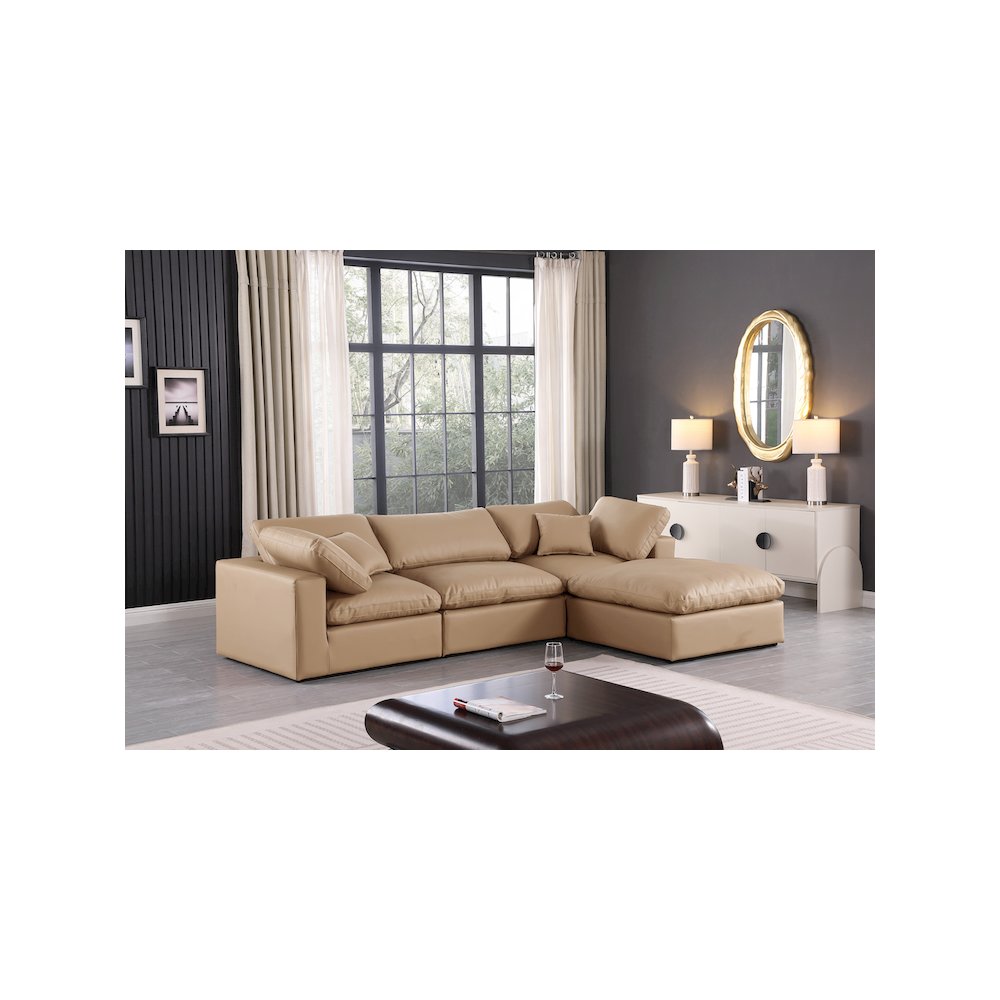 Comfy Tan Vegan Leather Modular Sectional