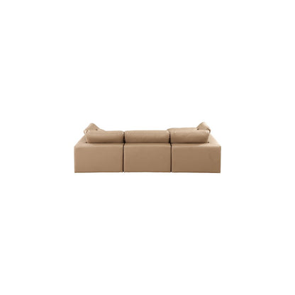 Comfy Tan Vegan Leather Modular Sectional
