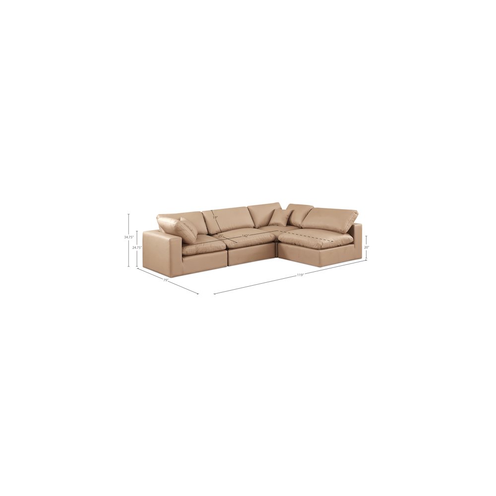 Comfy Tan Vegan Leather Modular Sectional