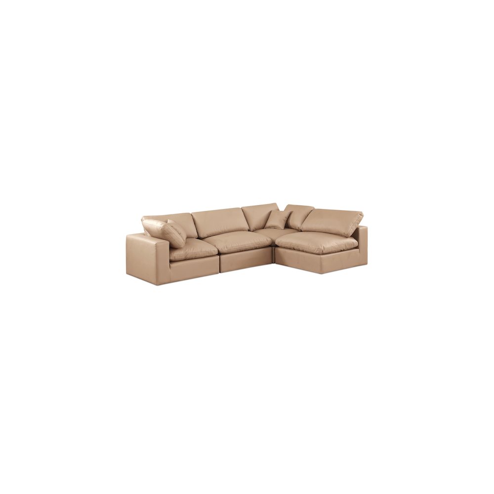 Comfy Tan Vegan Leather Modular Sectional
