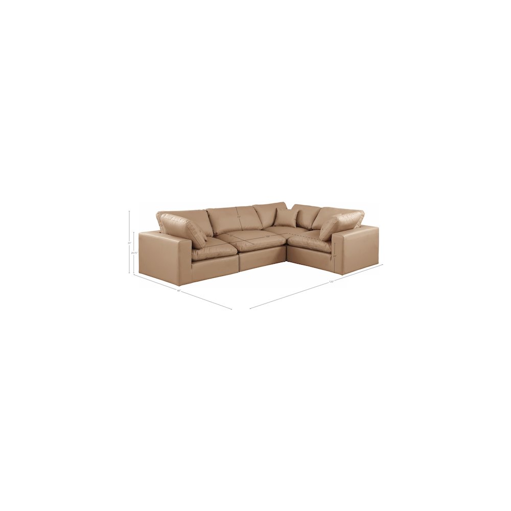 Comfy Tan Vegan Leather Modular Sectional