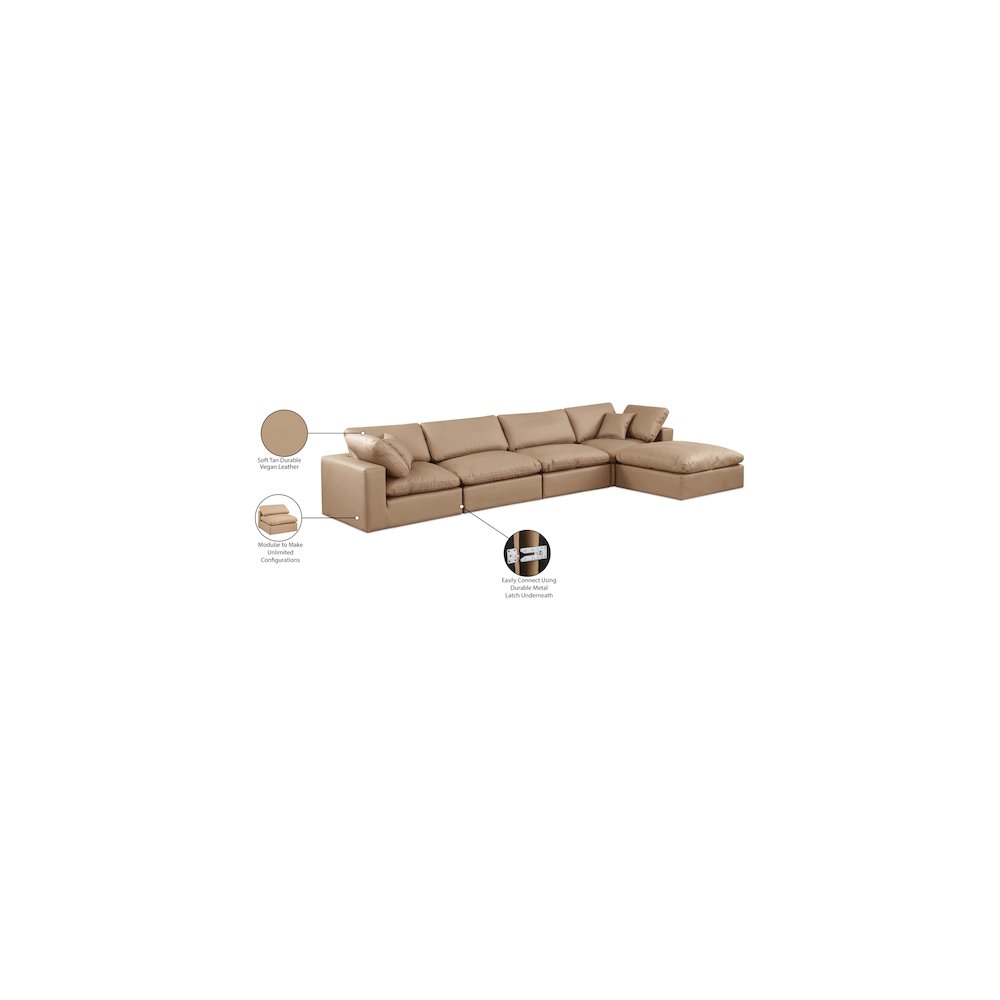 Comfy Tan Vegan Leather Modular Sectional