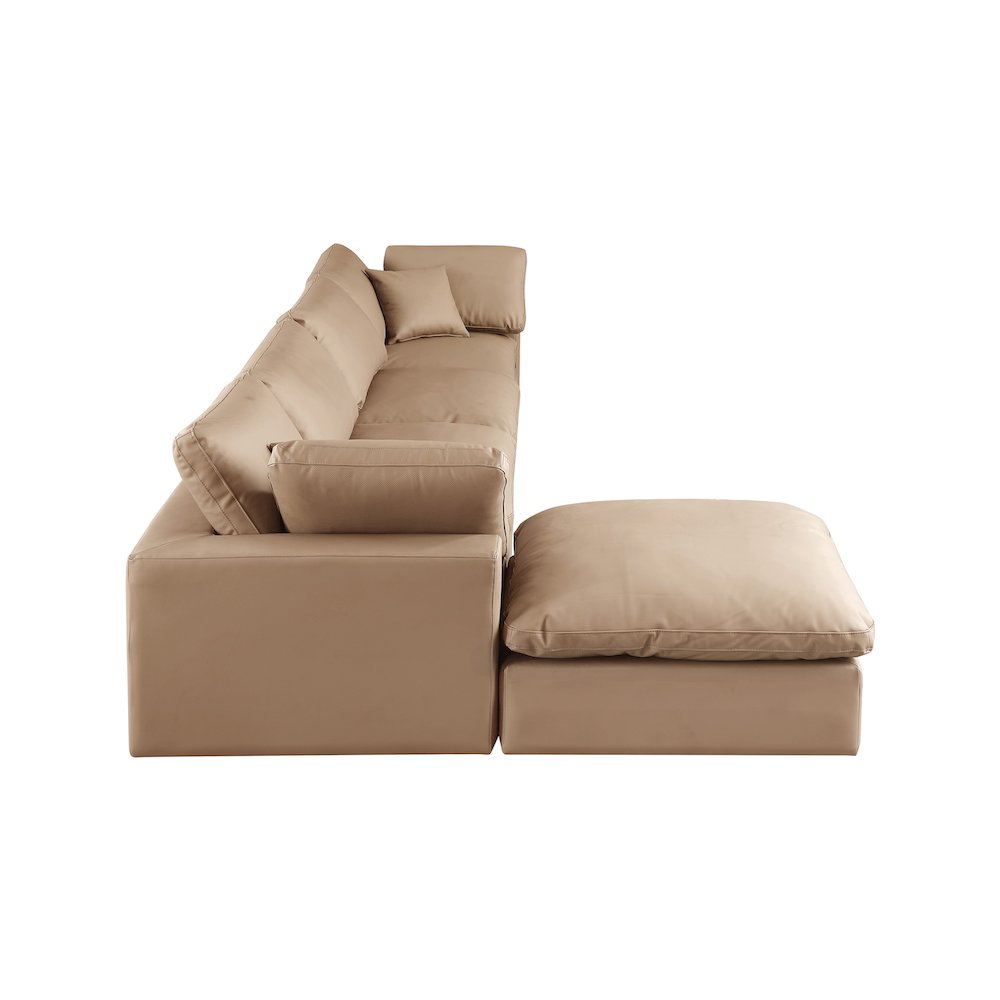 Comfy Tan Vegan Leather Modular Sectional