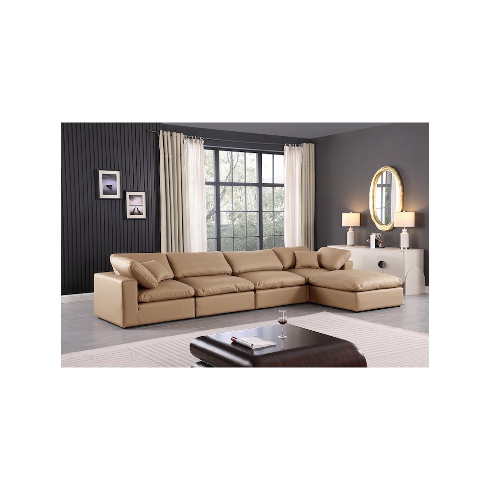 Comfy Tan Vegan Leather Modular Sectional