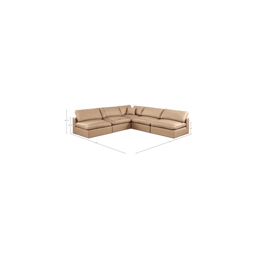 Comfy Tan Vegan Leather Modular Sectional
