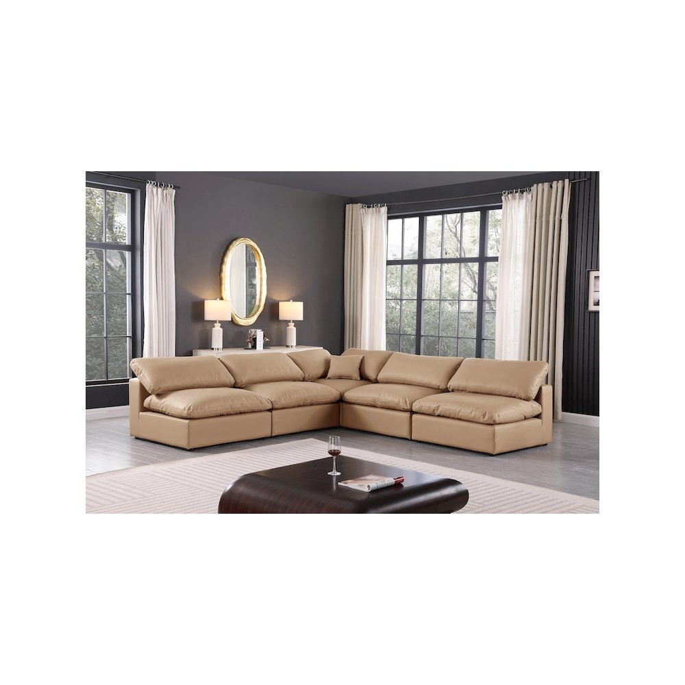 Comfy Tan Vegan Leather Modular Sectional
