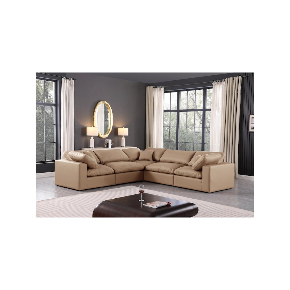 Comfy Tan Vegan Leather Modular Sectional