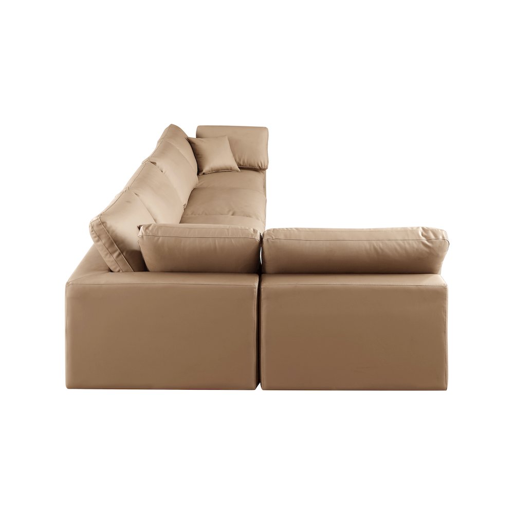Comfy Tan Vegan Leather Modular Sectional