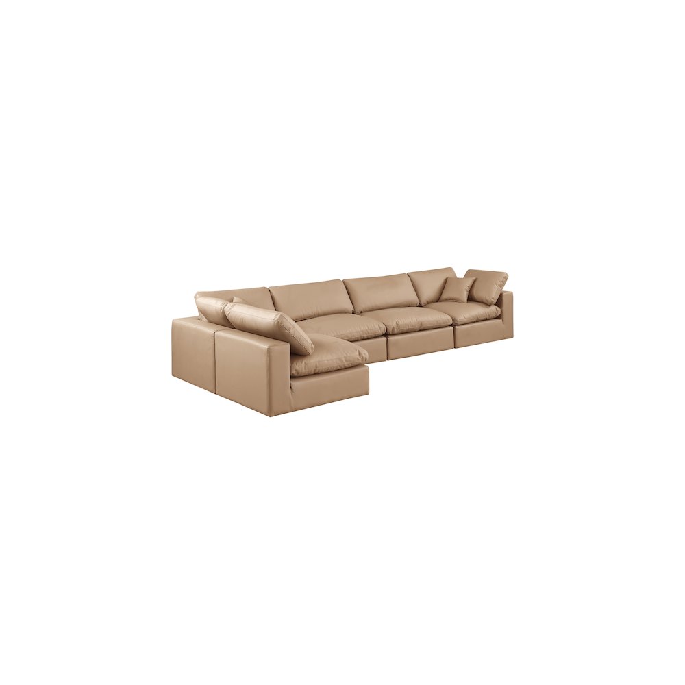 Comfy Tan Vegan Leather Modular Sectional