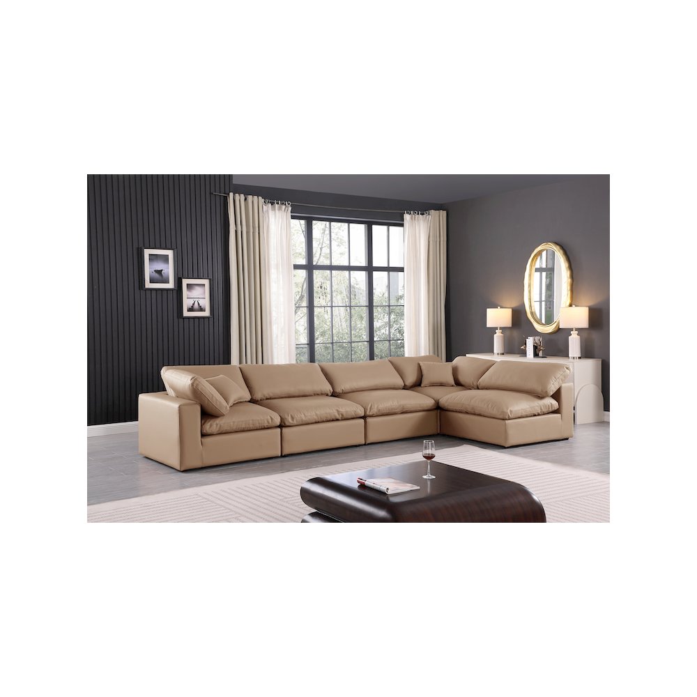 Comfy Tan Vegan Leather Modular Sectional