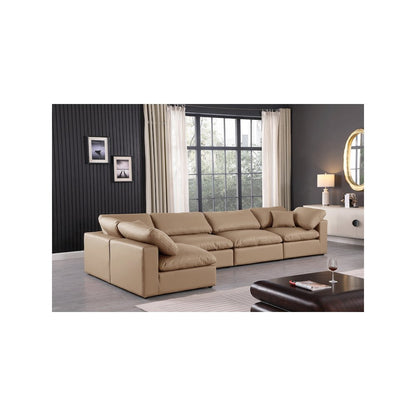Comfy Tan Vegan Leather Modular Sectional