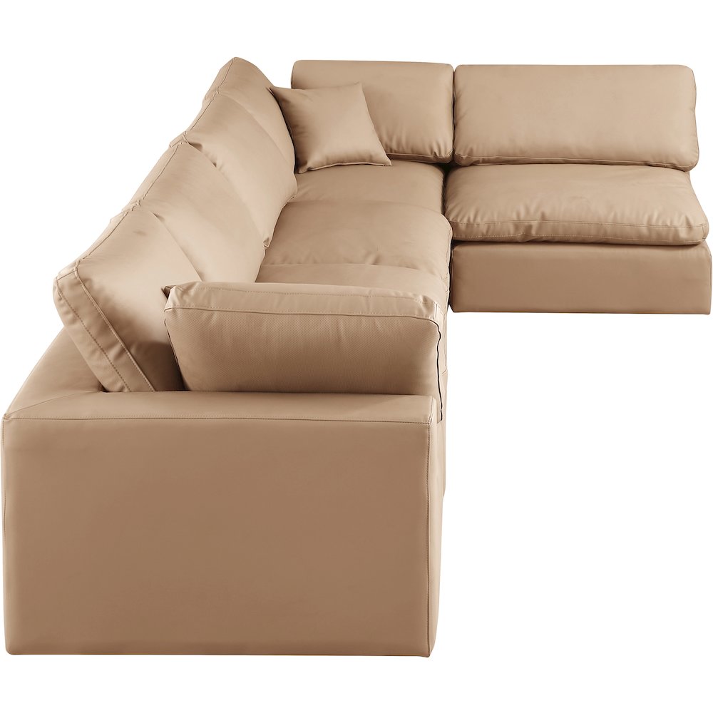 Comfy Tan Vegan Leather Modular Sectional
