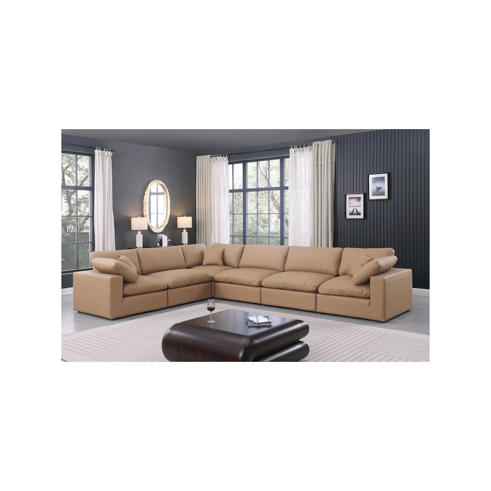 Comfy Tan Vegan Leather Modular Sectional