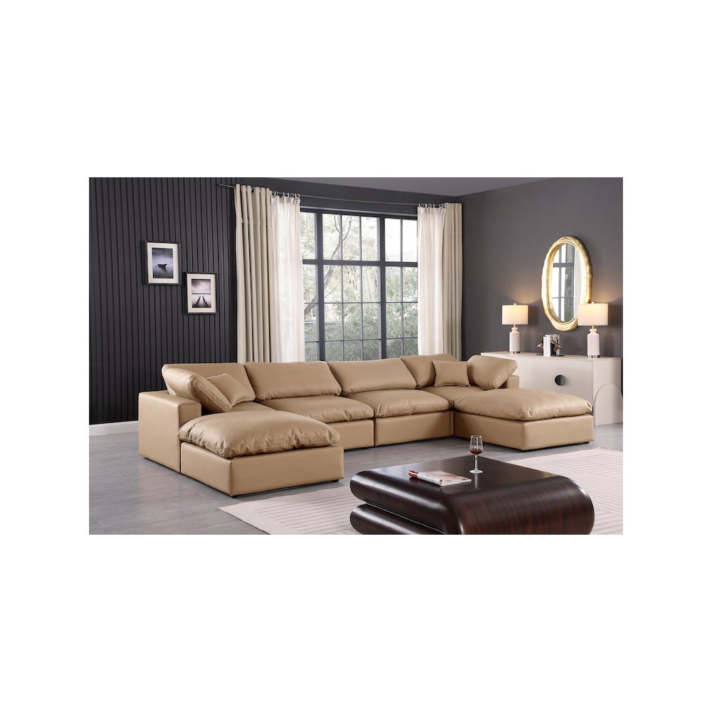 Comfy Tan Vegan Leather Modular Sectional
