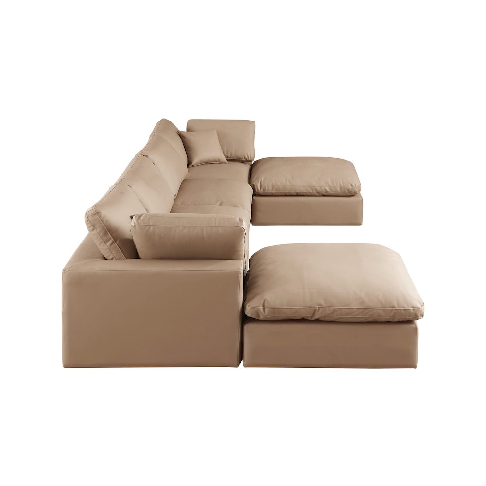 Comfy Tan Vegan Leather Modular Sectional