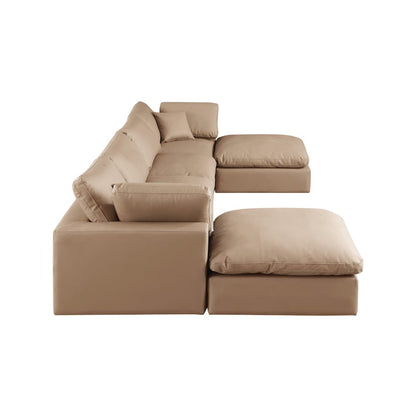 Comfy Tan Vegan Leather Modular Sectional