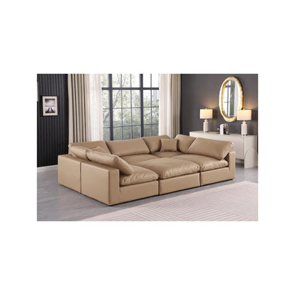 Comfy Tan Vegan Leather Modular Sectional