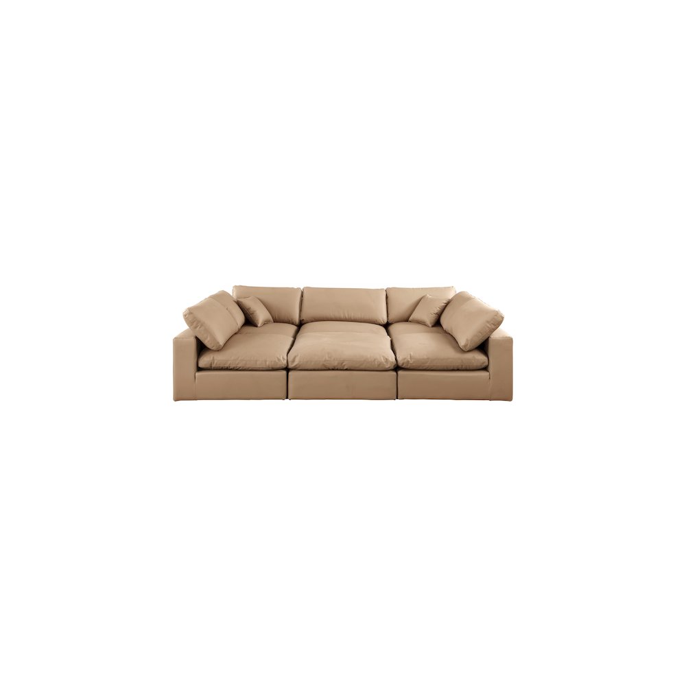 Comfy Tan Vegan Leather Modular Sectional