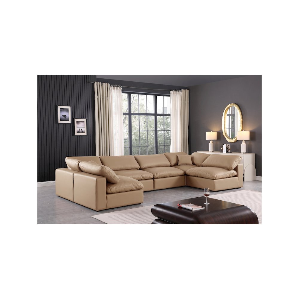 Comfy Tan Vegan Leather Modular Sectional