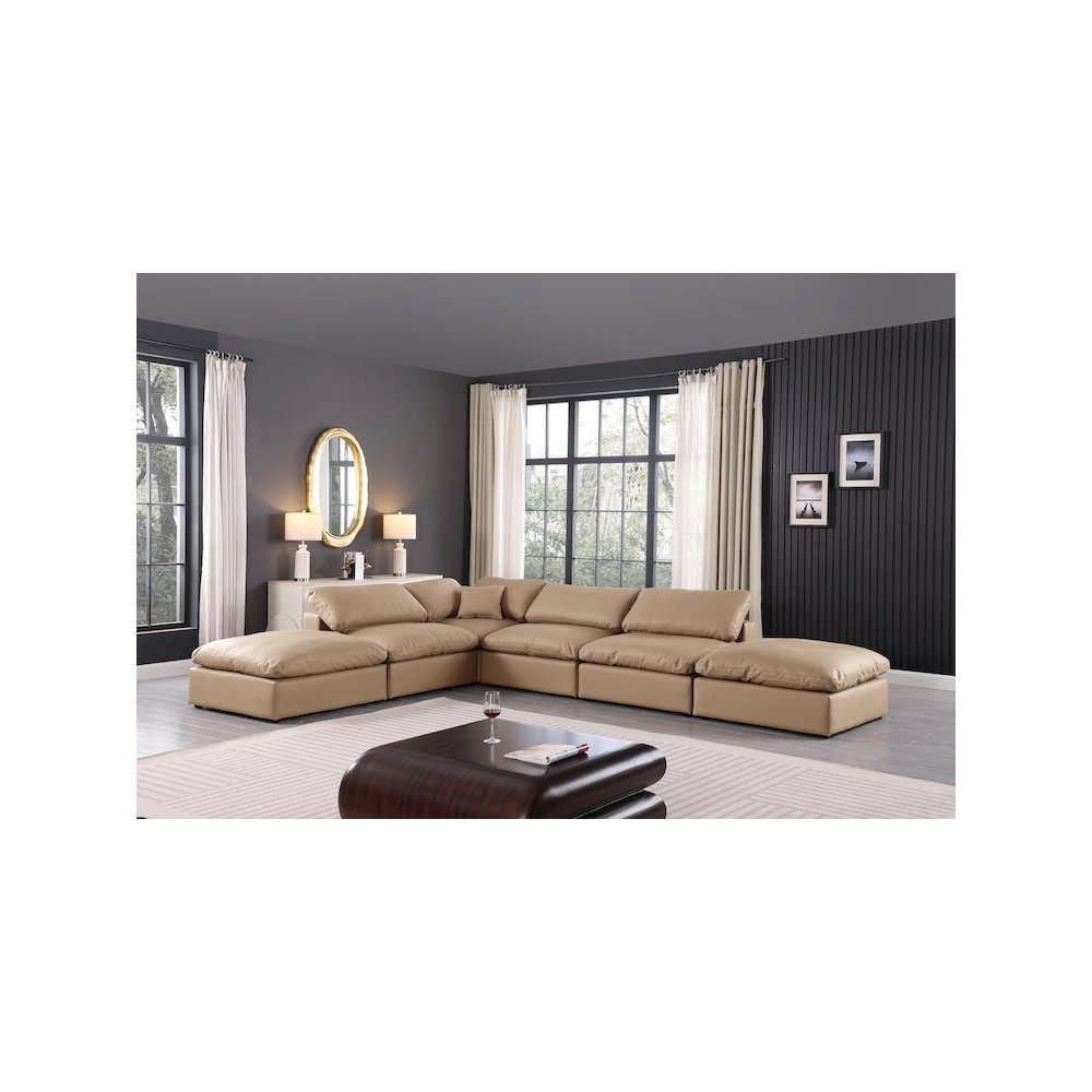 Comfy Tan Vegan Leather Modular Sectional