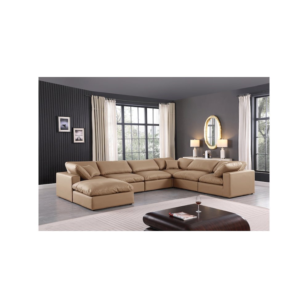 Comfy Tan Vegan Leather Modular Sectional