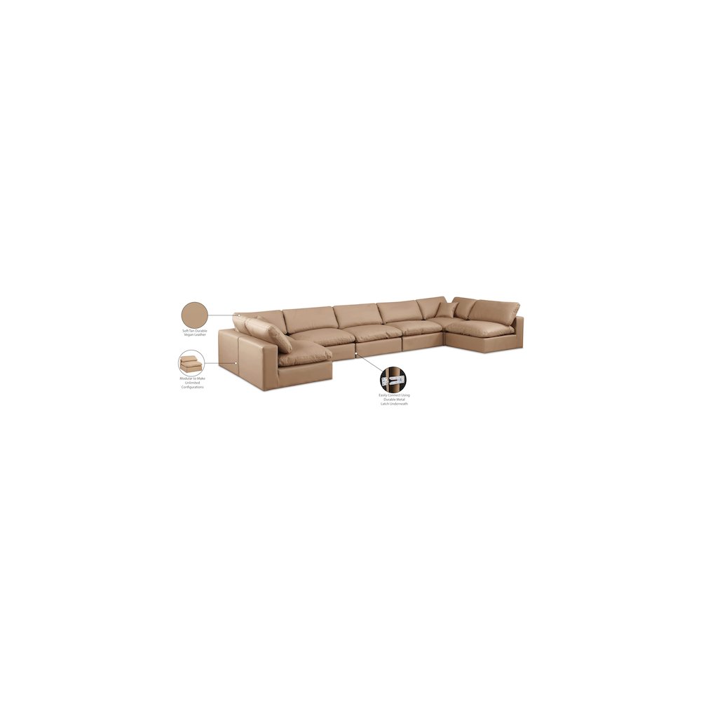 Comfy Tan Vegan Leather Modular Sectional