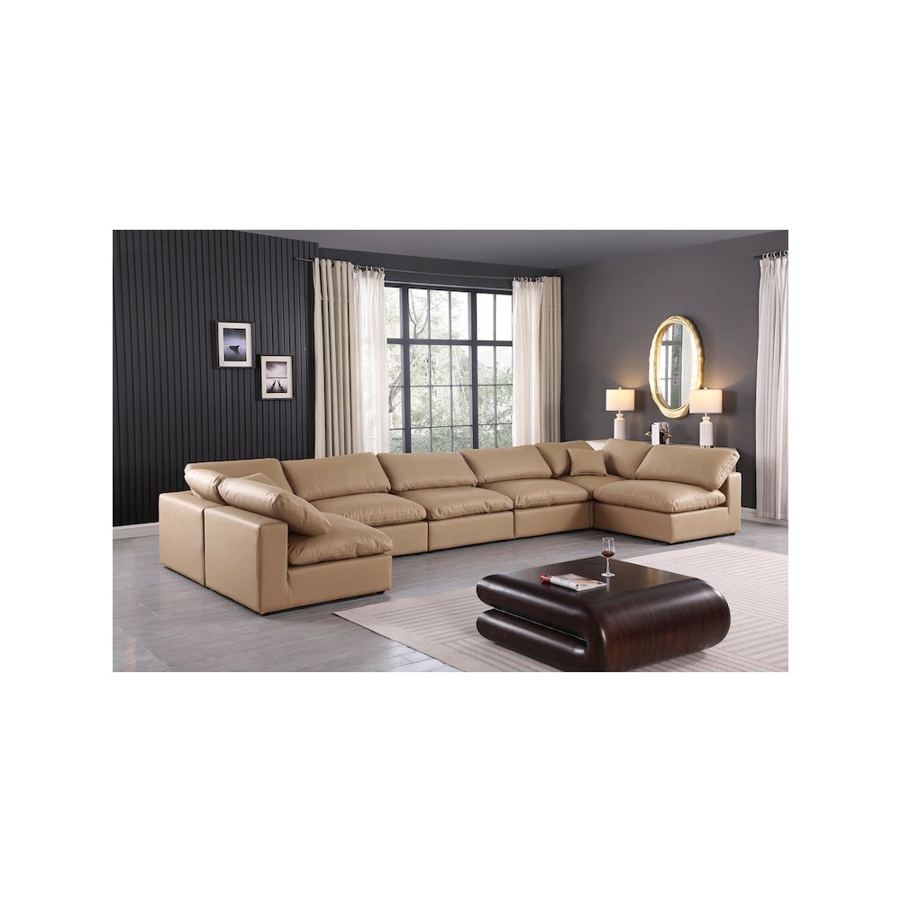Comfy Tan Vegan Leather Modular Sectional