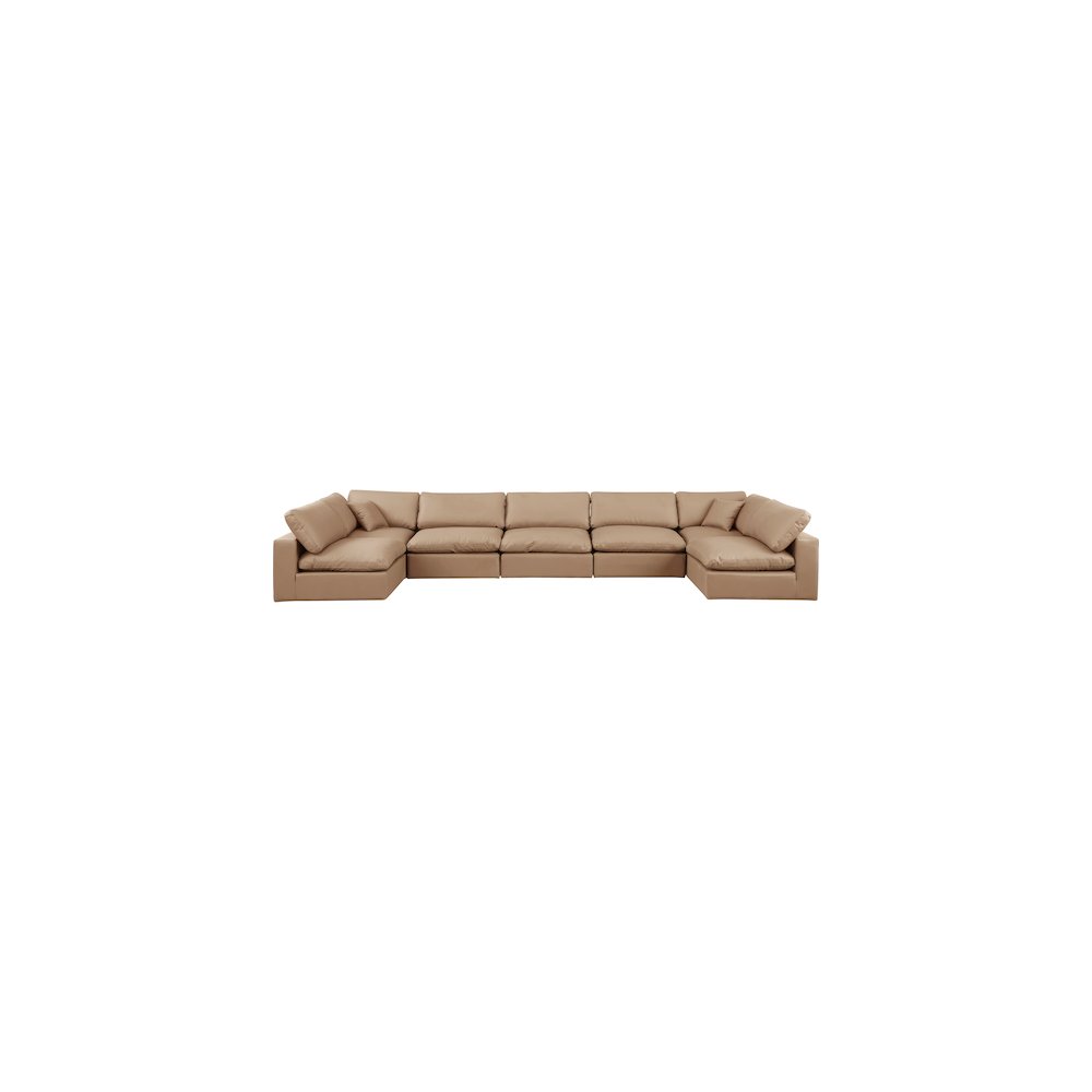 Comfy Tan Vegan Leather Modular Sectional