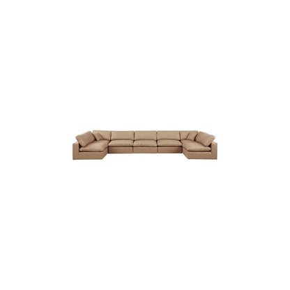 Comfy Tan Vegan Leather Modular Sectional