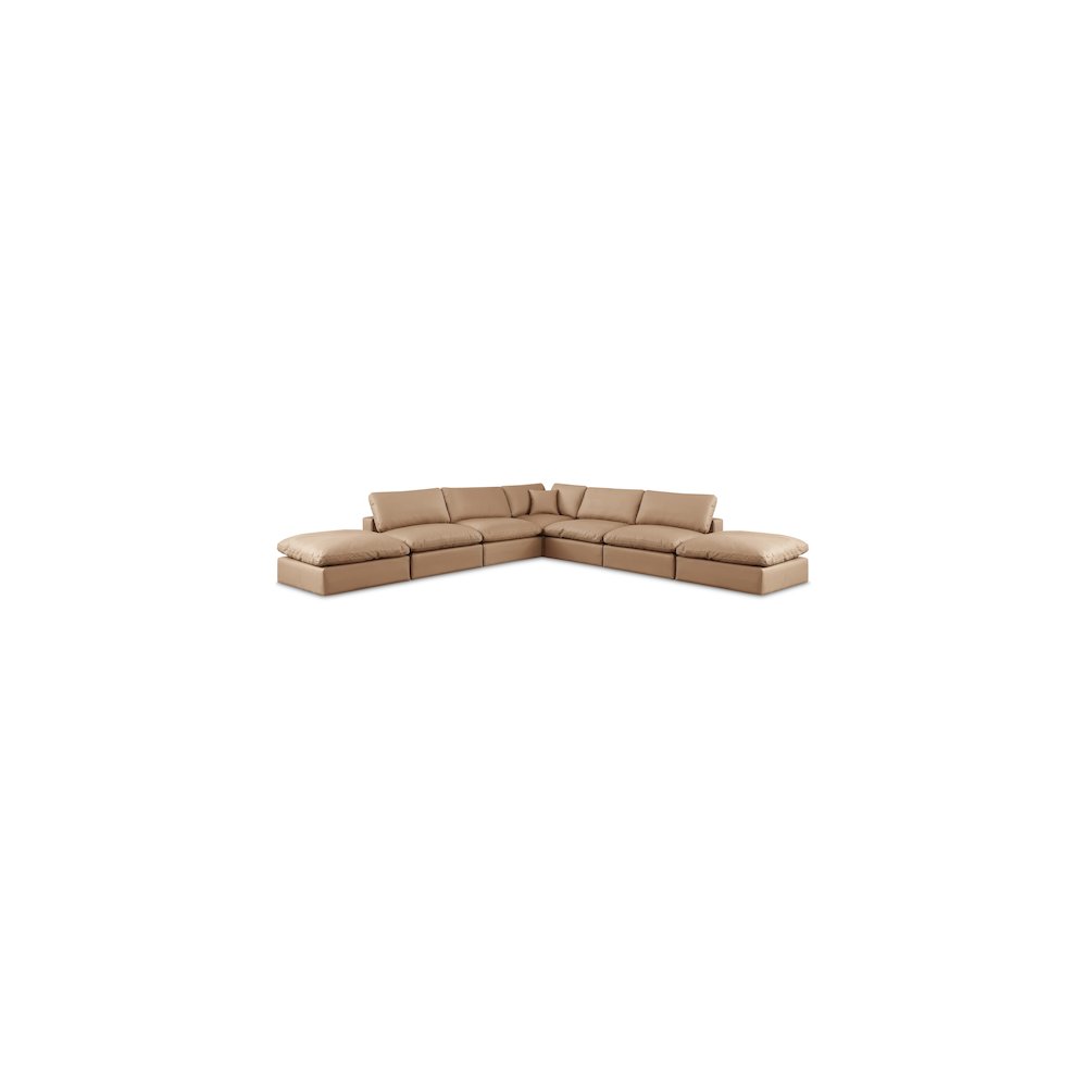 Comfy Tan Vegan Leather Modular Sectional
