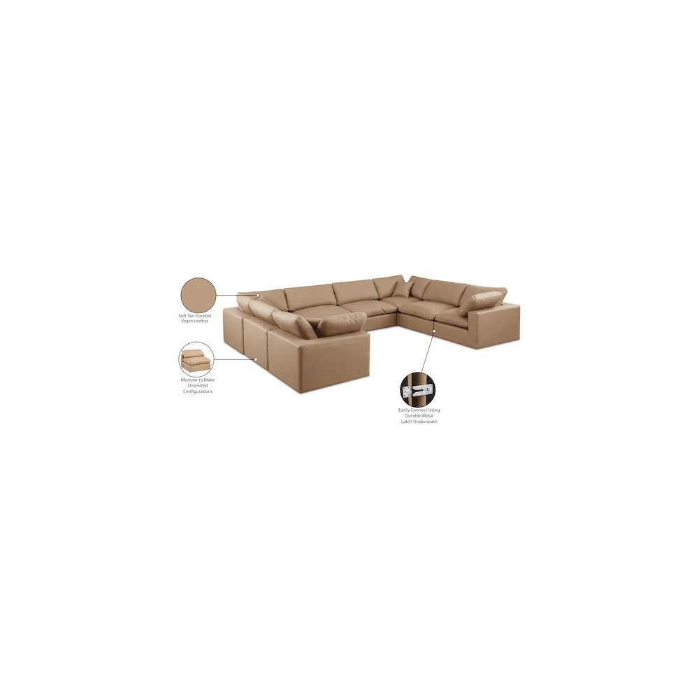 Comfy Tan Vegan Leather Modular Sectional