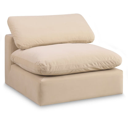 Comfy Beige Velvet Modular Armless Chair