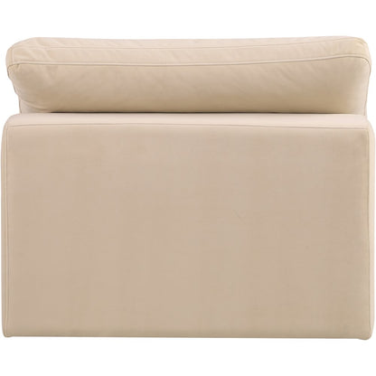 Comfy Beige Velvet Modular Armless Chair