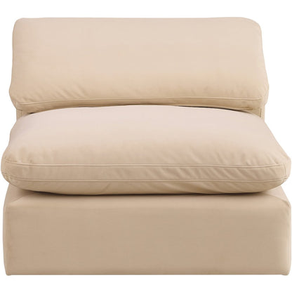 Comfy Beige Velvet Modular Armless Chair