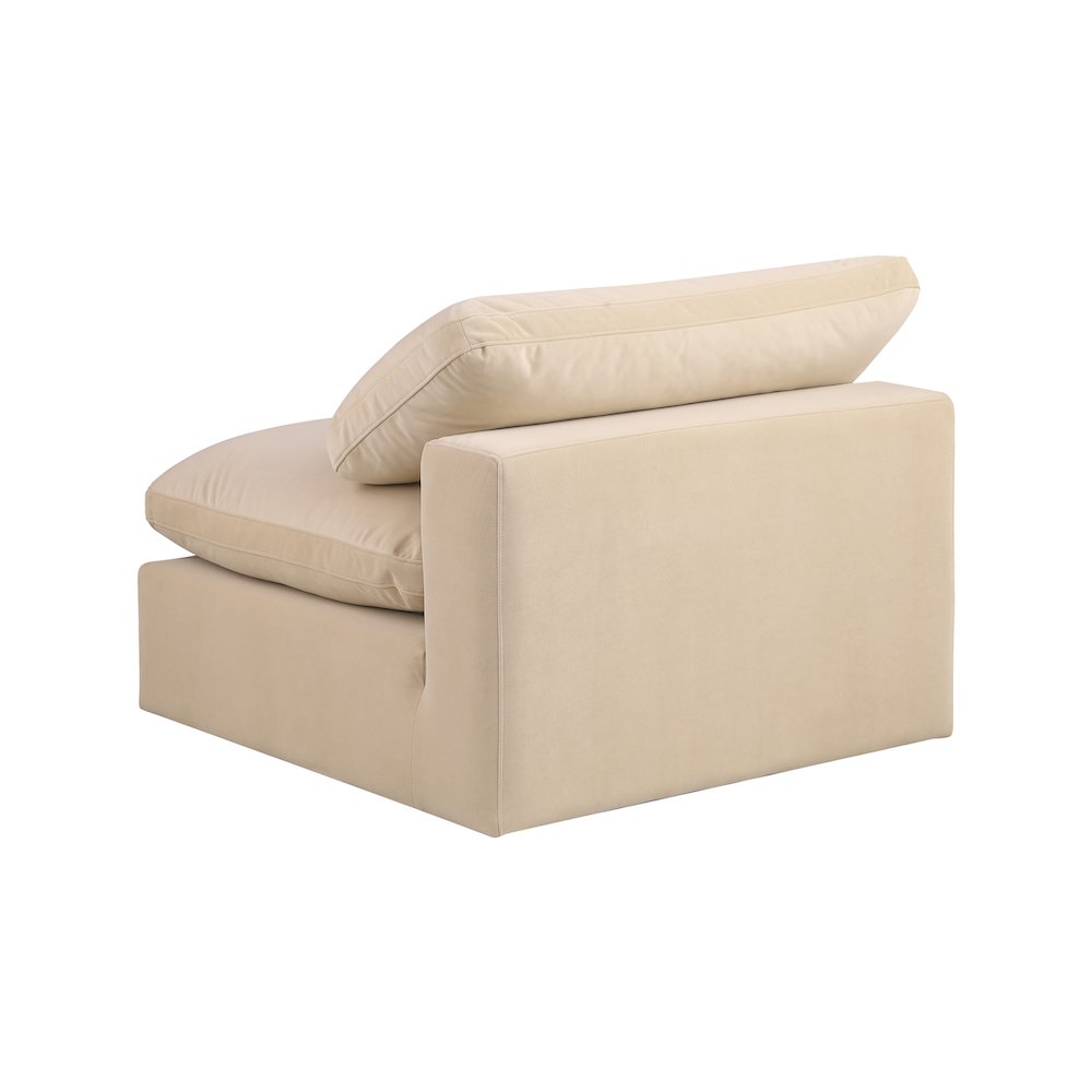 Comfy Beige Velvet Modular Armless Chair