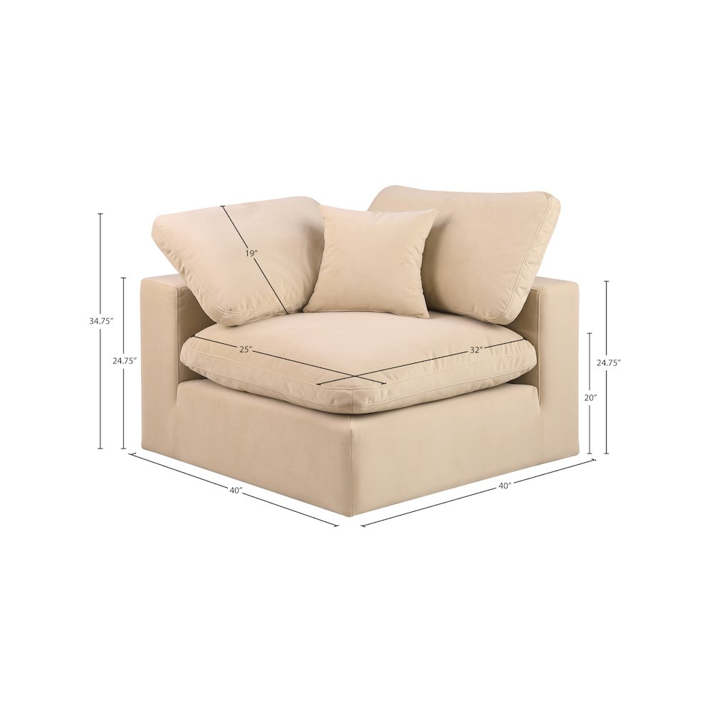 Comfy Beige Velvet Modular Corner Chair