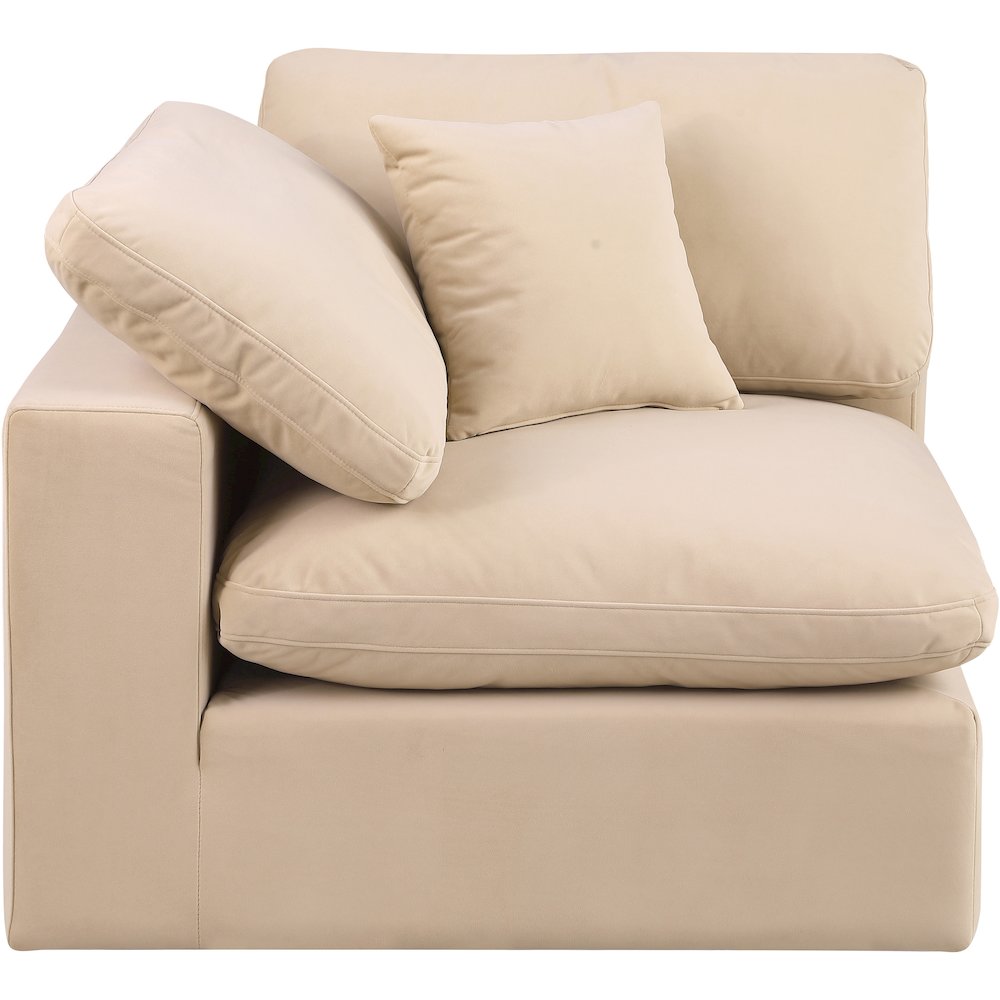Comfy Beige Velvet Modular Corner Chair
