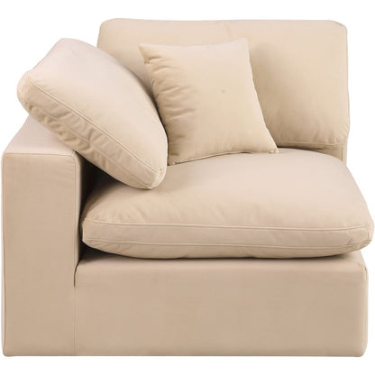 Comfy Beige Velvet Modular Corner Chair