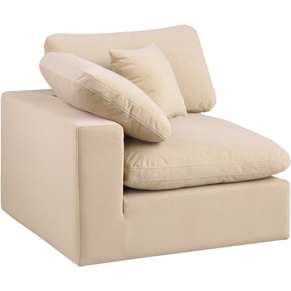 Comfy Beige Velvet Modular Corner Chair